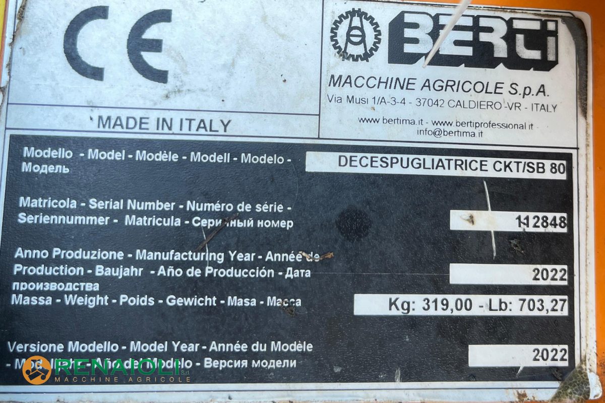 TESTATA TRINCIANTE CKT/SB 80 BERTI (AM1172) 7 TESTATA TRINCIANTE CKT/SB 80 BERTI (AM1172) - immagine 7